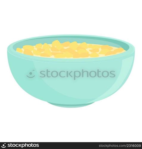 Cereal breakfast bowl icon cartoon vector. Milk corn. Eating meal. Cereal breakfast bowl icon cartoon vector. Milk corn