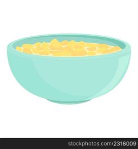 Cereal breakfast bowl icon cartoon vector. Milk corn. Eating meal. Cereal breakfast bowl icon cartoon vector. Milk corn