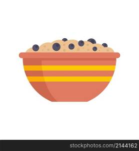 Cereal flakes bowl icon. Flat illustration of cereal flakes bowl vector icon isolated on white background. Cereal flakes bowl icon flat isolated vector