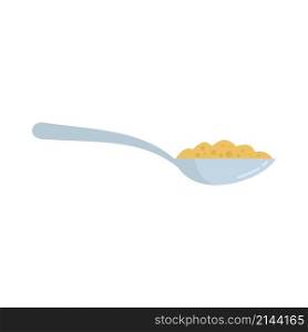 Cereal flakes spoon icon. Flat illustration of cereal flakes spoon vector icon isolated on white background. Cereal flakes spoon icon flat isolated vector