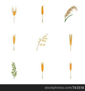 Cereal grain icons set. Cartoon set of 9 cereal grain vector icons for web isolated on white background. Cereal grain icons set, cartoon style