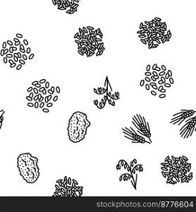 cereal plant healthy food vector seamless pattern thin line illustration. cereal plant healthy food vector seamless pattern
