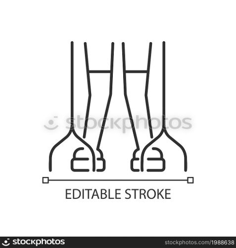 Cerebral palsy linear icon. Movement disorders. Coordination functions disability. Muscle problem. Thin line customizable illustration. Contour symbol. Vector isolated outline drawing. Editable stroke. Cerebral palsy linear icon