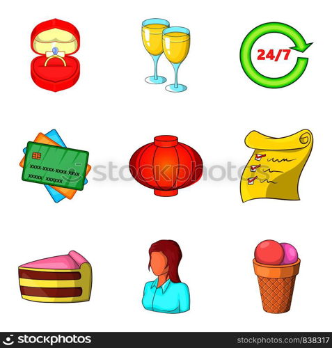 Ceremony icons set. Cartoon set of 9 ceremony vector icons for web isolated on white background. Ceremony icons set, cartoon style