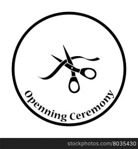 Ceremony ribbon cut icon. Thin circle design. Vector illustration.