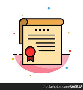 Certificate, Achievement, Degrees, Award Abstract Flat Color Icon Template