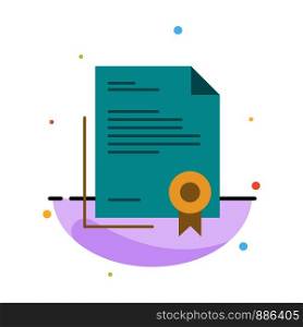 Certificate, Business, Diploma, Legal Document, Letter, Paper Abstract Flat Color Icon Template