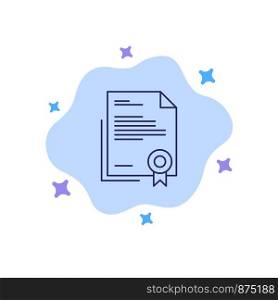 Certificate, Business, Diploma, Legal Document, Letter, Paper Blue Icon on Abstract Cloud Background