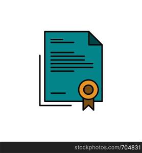 Certificate, Business, Diploma, Legal Document, Letter, Paper Flat Color Icon. Vector icon banner Template