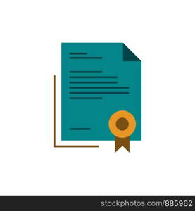 Certificate, Business, Diploma, Legal Document, Letter, Paper Flat Color Icon. Vector icon banner Template