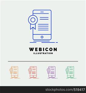 certificate, certification, App, application, approval 5 Color Line Web Icon Template isolated on white. Vector illustration. Vector EPS10 Abstract Template background
