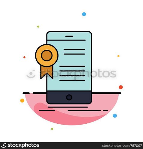 certificate, certification, App, application, approval Flat Color Icon Vector