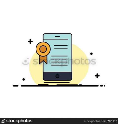 certificate, certification, App, application, approval Flat Color Icon Vector