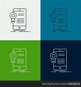 certificate, certification, App, application, approval Icon Over Various Background. Line style design, designed for web and app. Eps 10 vector illustration. Vector EPS10 Abstract Template background