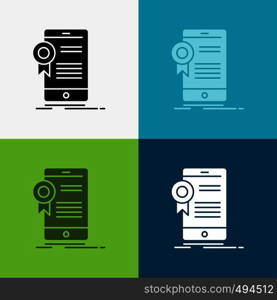 certificate, certification, App, application, approval Icon Over Various Background. glyph style design, designed for web and app. Eps 10 vector illustration. Vector EPS10 Abstract Template background