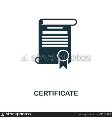 Certificate creative icon. Simple element illustration. Certificate concept symbol design from online education collection. Can be used for web, mobile, web design, apps, software, print. Certificate creative icon. Simple element illustration. Certificate concept symbol design from online education collection. Objects for mobile, web design, apps, software, print.