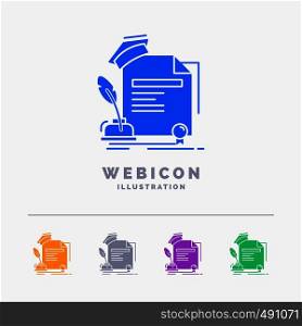 certificate, degree, education, award, agreement 5 Color Glyph Web Icon Template isolated on white. Vector illustration. Vector EPS10 Abstract Template background