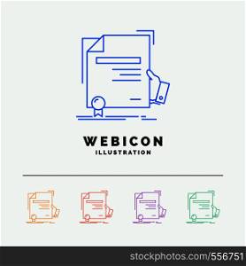 certificate, degree, education, award, agreement 5 Color Line Web Icon Template isolated on white. Vector illustration. Vector EPS10 Abstract Template background