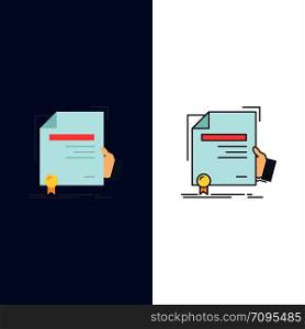 certificate, degree, education, award, agreement Flat Color Icon Vector
