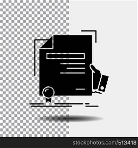 certificate, degree, education, award, agreement Glyph Icon on Transparent Background. Black Icon. Vector EPS10 Abstract Template background