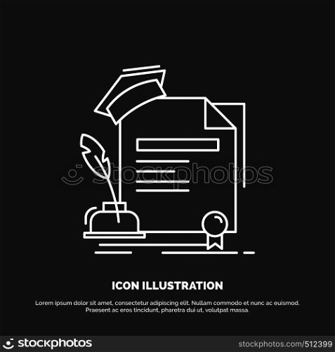 certificate, degree, education, award, agreement Icon. Line vector symbol for UI and UX, website or mobile application. Vector EPS10 Abstract Template background