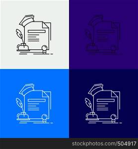 certificate, degree, education, award, agreement Icon Over Various Background. Line style design, designed for web and app. Eps 10 vector illustration. Vector EPS10 Abstract Template background
