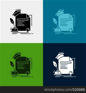 certificate, degree, education, award, agreement Icon Over Various Background. glyph style design, designed for web and app. Eps 10 vector illustration. Vector EPS10 Abstract Template background