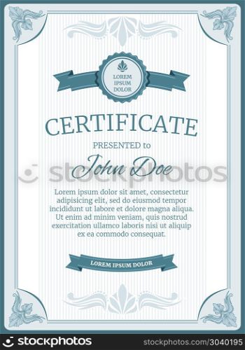 Certificate, diploma vector template design. Certificate and vintage diploma vector template design. Graduation and achievement illustration