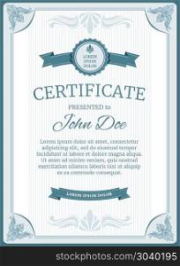 Certificate, diploma vector template design. Certificate and vintage diploma vector template design. Graduation and achievement illustration