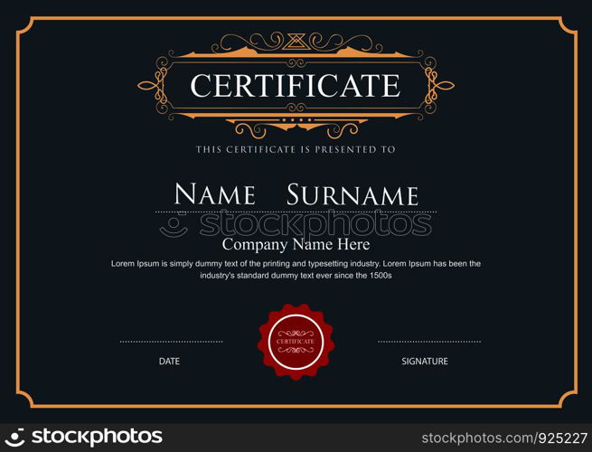 Certificate elegant flourishes vector border template