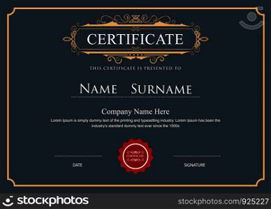 Certificate elegant flourishes vector border template