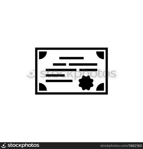 Certificate. Flat Vector Icon. Simple black symbol on white background. Certificate Flat Vector Icon