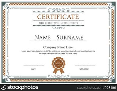 Certificate flourishes elegant vector template