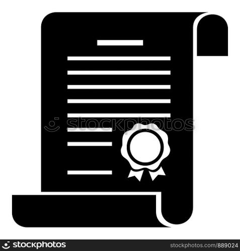 Certificate icon. Simple illustration of certificate vector icon for web. Certificate icon, simple black style