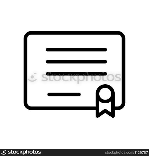 Certificate icon vector. A thin line sign. Isolated contour symbol illustration. Certificate icon vector. Isolated contour symbol illustration