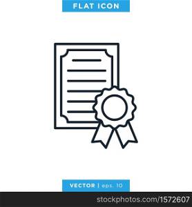 Certificate Icon Vector Design Template. Editable Stroke.