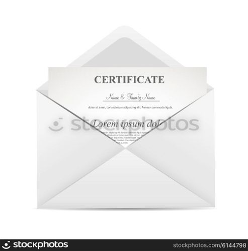 Certificate in Envelope Vector Illustration EPS10. Certificate in Envelope Vector Illustration