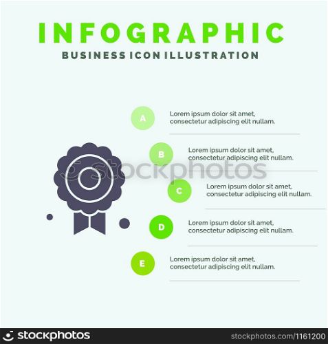 Certificate, Medal, Quality Solid Icon Infographics 5 Steps Presentation Background