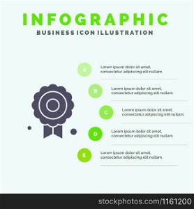 Certificate, Medal, Quality Solid Icon Infographics 5 Steps Presentation Background