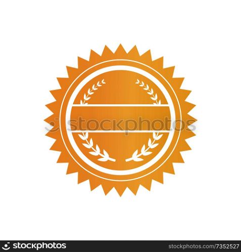 Certificate of circled shape with spikes empty watermark for placing name, laurel branch silhouette vector illustration isolated on white background. Certificate of Circled Shape Vector Illustration
