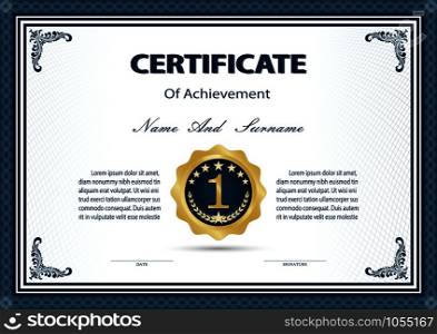 Certificate or diploma vintage style and design template with paper sheet. vector illustration