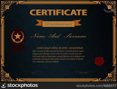 Certificate or diploma vintage style and design template with paper sheet. vector illustration