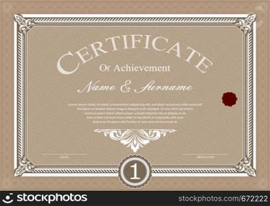 Certificate or diploma vintage style and retro design template vector illustration