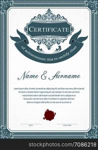 Certificate or diploma vintage style and retro design template vector illustration, vertical style
