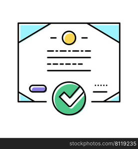 certificate quality color icon vector. certificate quality sign. isolated symbol illustration. certificate quality color icon vector illustration