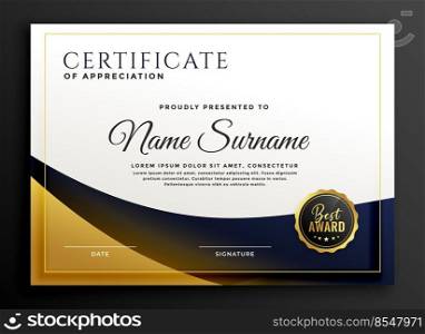 certificate template award in golden style