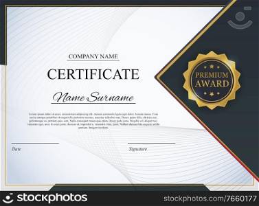 Certificate template Background. Award diploma design blank. Vector Illustration EPS10. Certificate template Background. Award diploma design blank. Vector Illustration