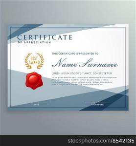 certificate template design with modern geometric shapes vector