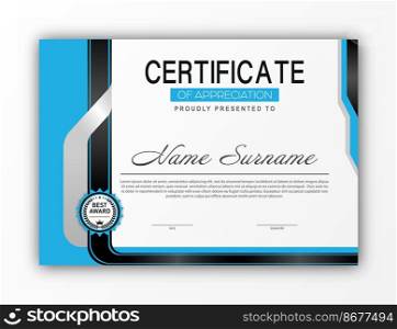 Certificate. The template of the form with the award badge. Modern design to confirm training, education and professional development