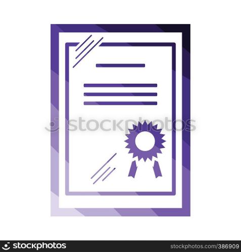 Certificate under glass icon. Flat color design. Vector illustration.